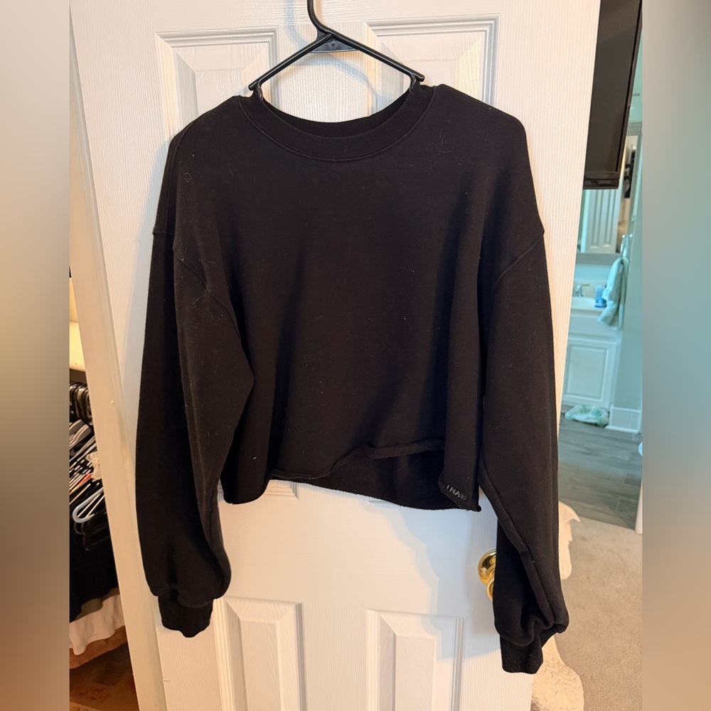 TNA Black Cropped Hoodie